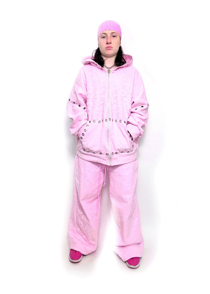 Lace Oversized Eyelet Hoodie