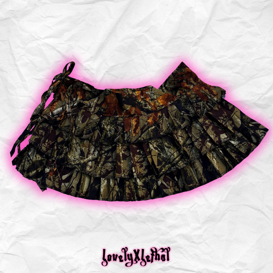 Camo Upcycled Mini Skirt