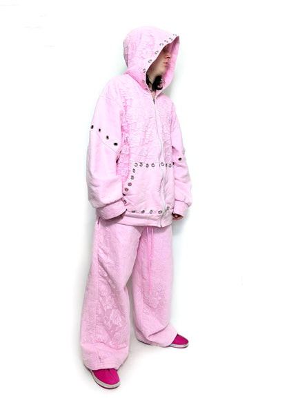 Lace Oversized Eyelet Hoodie