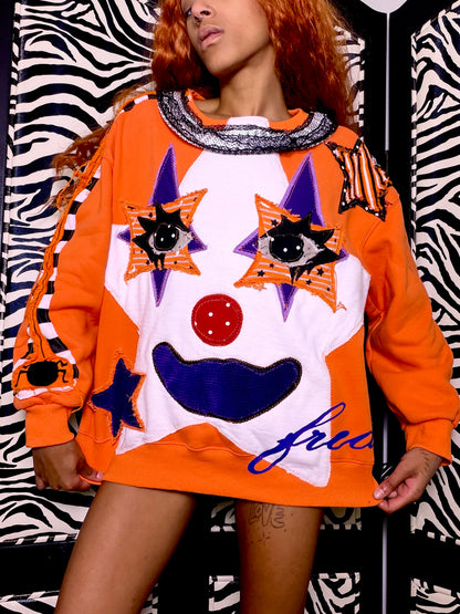 Orange star clown girl sweater